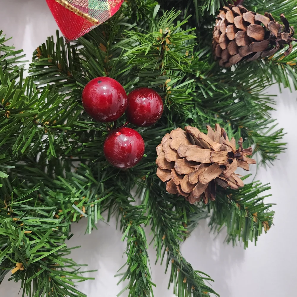 Kurt Adler 20 Inch Holiday Wreath with Pinecones, Berries And Bow